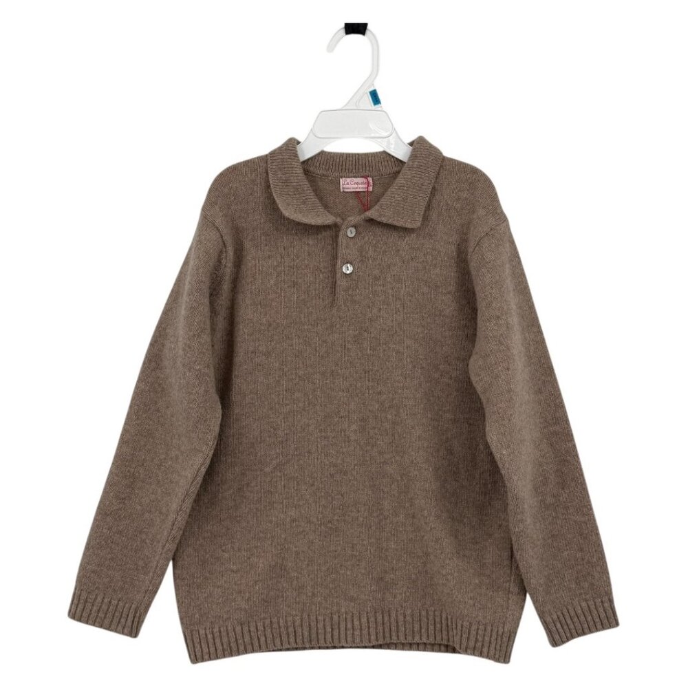 La Coqueta 9Y NWOTWool Blend‎ Knit Sweater Taupe w/ Elbow Patches